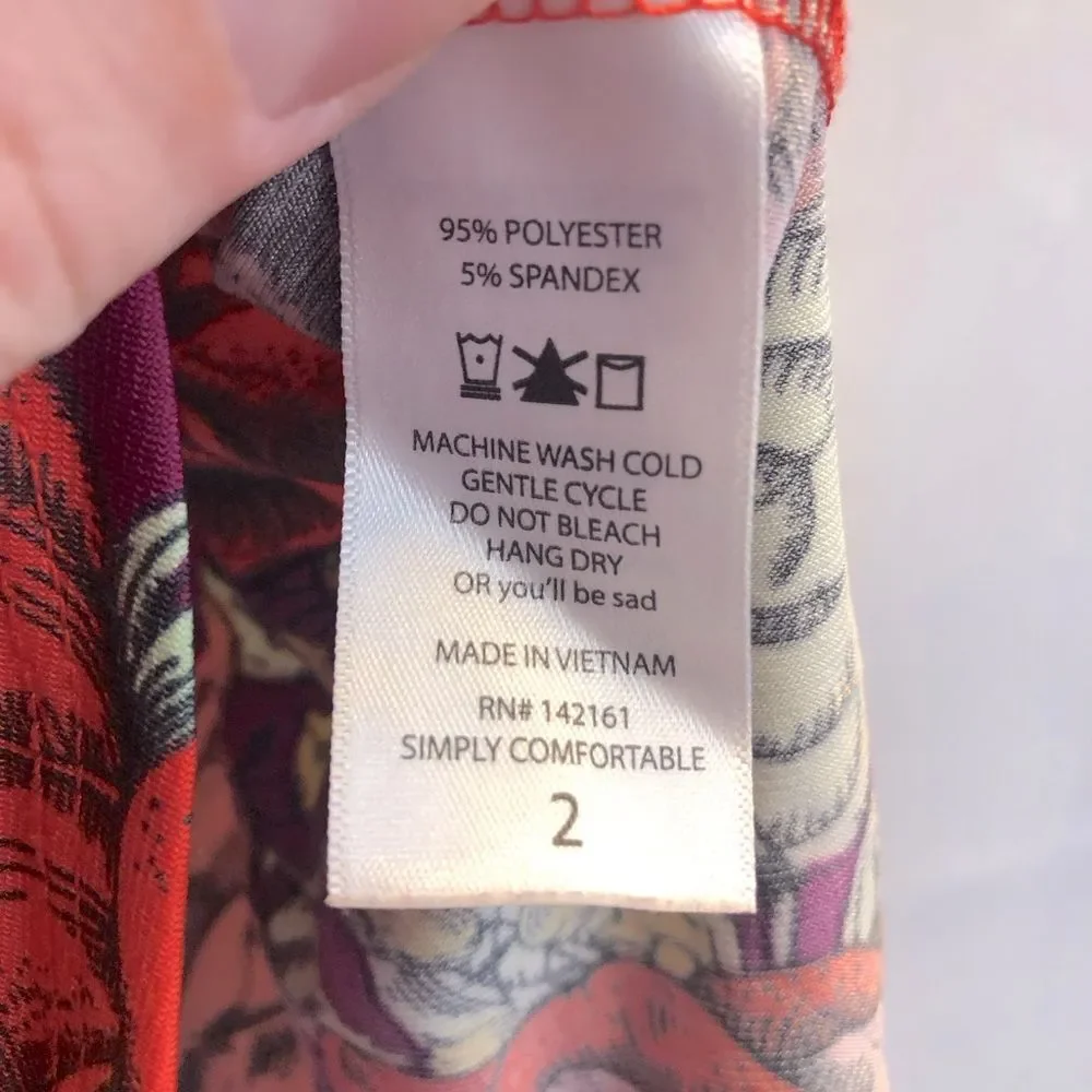 LuLaRoe rose print scarlett dress, size 2 (2-4)